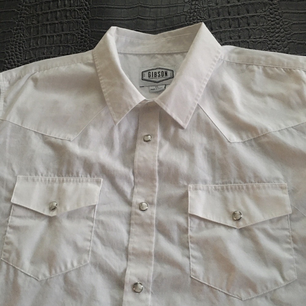 Gibson Trading Company Western Shirt Mens Size XL White Pearl Snap Cowboy Rodeo